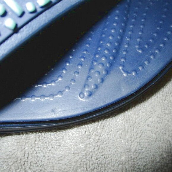 Crocs Monterey Diamante Sandals Size 10 Thong Platform Wedge Blue Flip Flops - Picture 11 of 11